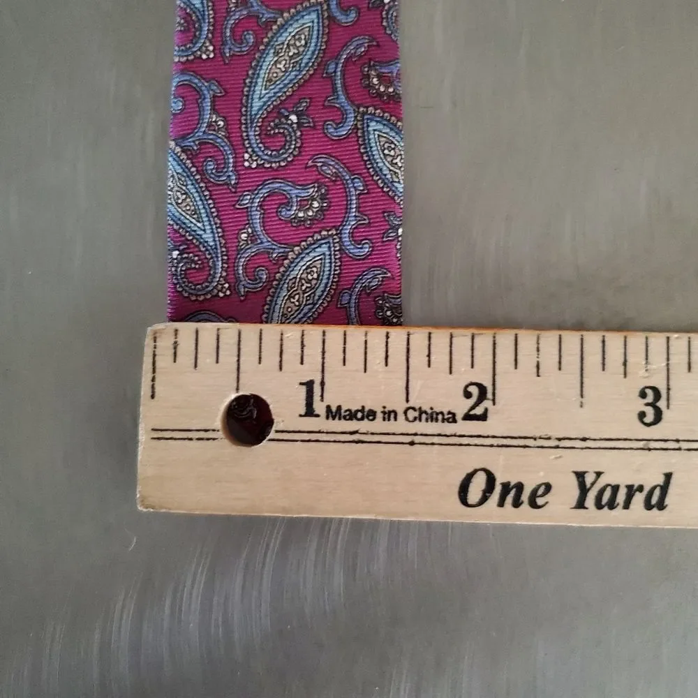 Vintage Christian Dior All Silk Paisley Necktie Burgundy Made in USA